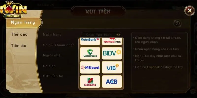 Hướng dẫn cách thực hiện rút tiền chi tiết tại iWin